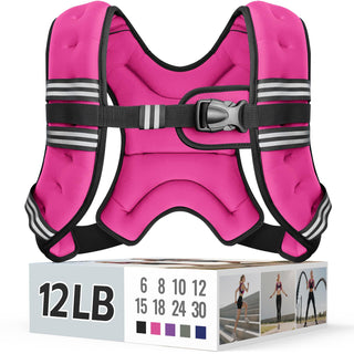 Zeerun Weighted Vest, 6lb/8lb/10lb/12lb/15lb/18lb/20lb/24lb/30lb for Men Women, Reflective Stripe Adjustable Buckle, Comfortable Durable Rucking Vest for Walking Running Strength Training