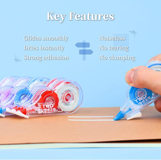 39.37 ft Correction Tape, 6PCS, Fast, Clean, Noiseless and Easy-to-Use Correction Tape Bulk Office School Supplies, Blue, Red, Purple
