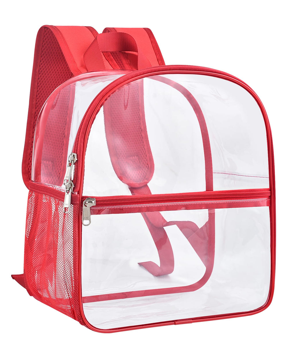 Paxiland Clear Backpack Stadium Approved 12×12×6 with Reinforced and Wider Shoulder Straps, Small Clear Bag for Schools, Concerts, Work, Festivals and Sporting Events - Black