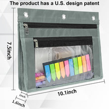 YoeeJob 2 Pack 1 Inch Expandable Zipper Pencil Pouches with Clear Window for 3 Ring Binder, Suitable for School & Office (Grey)