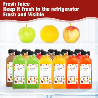 12pcs 12oz Plastic Juice Bottles, Reusable Juice Containers with Black Tamper Proof Lids, Brush, Funnel and Labels, Clear Juice Containers for Juicing, Smoothie and Homemade Beverages