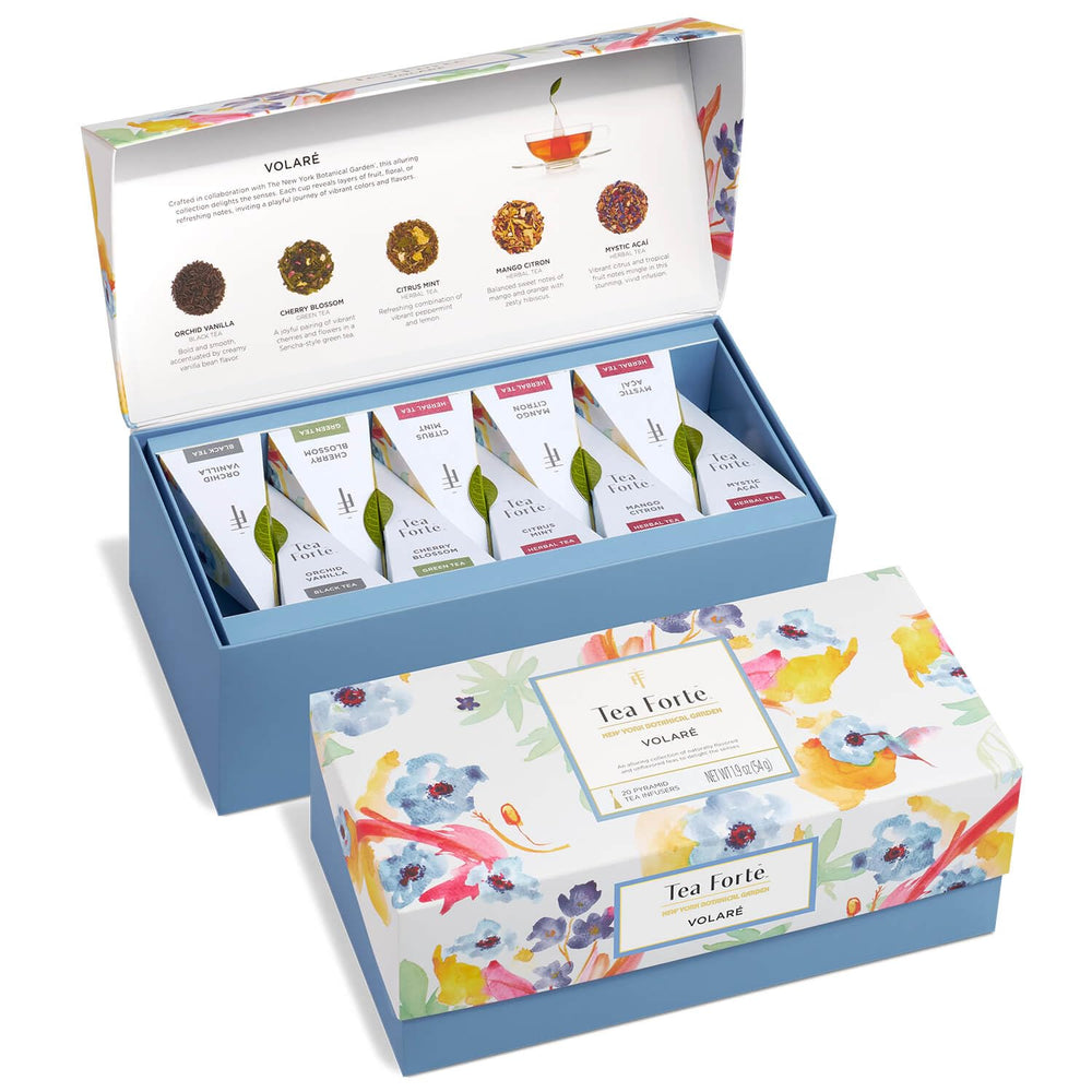 Tea Forte Premium Presentation Box Gift Set Sampler, 20 Count, Assorted Blends Individually Wrapped Handcrafted Pyramid Infuser Bags, Herbal Retreat Tea