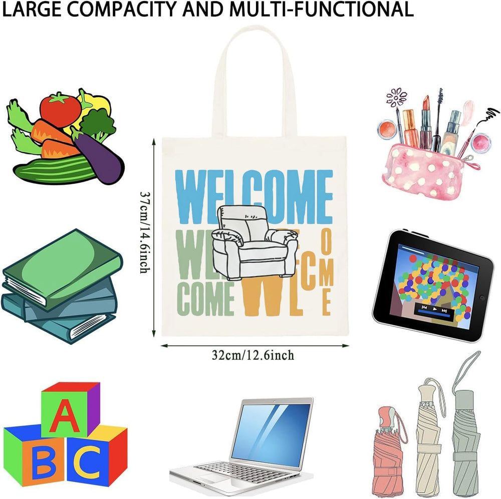 WCGXKO Armchair Expert Gift Welcome Welcome Welcome Armcherry Podcast Fan Merch Canvas Tote Bag