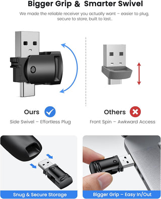 Presentation Clicker with USB-A & USB-C Receiver, 2.4GHz Wireless Presenter Remote with Volume Control & Red Light Pointer, Clicker for PowerPoint Slides Slide Advancer for Mac Computer, Plug & Play