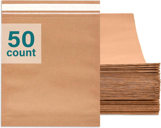 Elementree Small Recyclable Paper Mailers - 11" x 12.5" - 50 Count - Brown Expandable Envelopes & Shipping Bags - Made in the USA - Double-Walled Kraft Paper (00955)