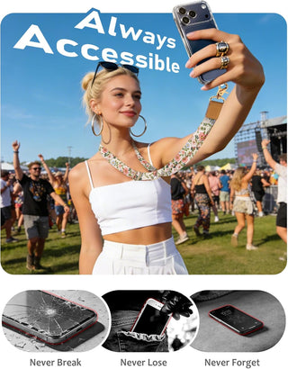 Yonlevres Flower Phone Lanyard Crossbody Strap, Floral Cell Phone Lanyards for around the Neck Wristlet Wrist Strap Adjustable for Keys Case Accessories Travel Essentials