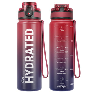 Sahara Sailor Water Bottle 32oz, Durable and Leakproof Water Bottles Motivational with Time Marker, Tritan, BPA Free, Wide Mouth with Easy Clean Brush for Gym, Travel, Home, School, Office (1 Bottle)