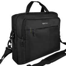 Amazon Basics 15.6 in Laptop Bag with Shoulder Strap and Handle, Large Capacity, Spacious Compartments, Black