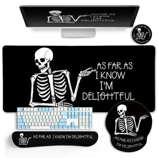 LIMKRIAN Desk Mat Set, Large Gaming Mouse Pad with Wrist Rest, Ergonomic Mouse Pad Keyboard Mat Wrist Support, Cup Coaster, Home Office Desk Accessories Decor Supplies, Funny Black Cat