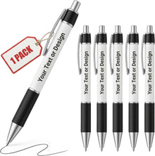 Personalized Ballpoint Pens, Customizable Writing Pens with Photo, Name or Text, Black Ink, Rubber Grip, Retractable, White, for Desk Accessories, Gifts, Party Favors, School Supplies