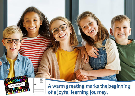 Welcome Back to School Postcards for Students - 30PCS Personalized Nmae Welcome to Our Class Teacher Postcards for Kids Kindergarten Preschool Elementary School Gifts Supplies - hover image