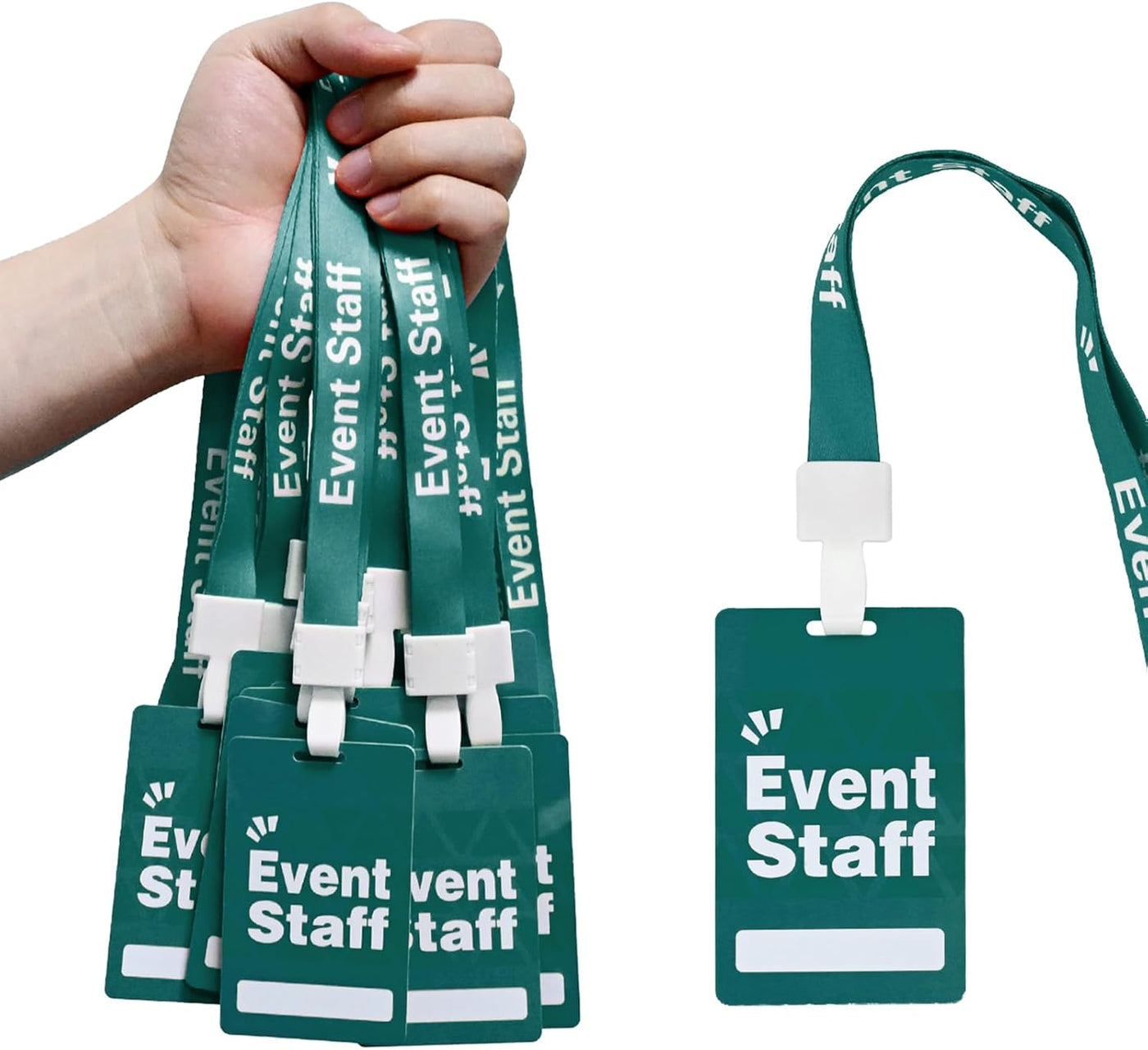 Event Staff Lanyards 25pcs - Reusable & Flexible PVC ID Badges for Office, School, Events,Durable Anti-Bend Plastic Cards for Exhibition Guests by OSTENBIG (Green)