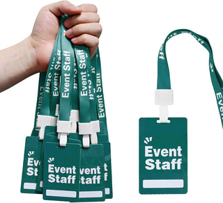 Event Staff Lanyards 25pcs - Reusable & Flexible PVC ID Badges for Office, School, Events,Durable Anti-Bend Plastic Cards for Exhibition Guests by OSTENBIG (Green)