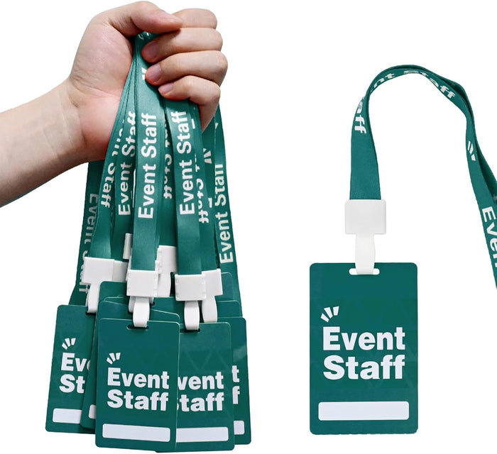 Event Staff Lanyards 25pcs - Reusable & Flexible PVC ID Badges for Office, School, Events,Durable Anti-Bend Plastic Cards for Exhibition Guests by OSTENBIG (Green)