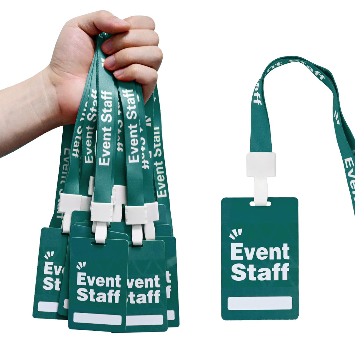 Event Staff Lanyards 25pcs - Reusable & Flexible PVC ID Badges for Office, School, Events,Durable Anti-Bend Plastic Cards for Exhibition Guests by OSTENBIG (Green)