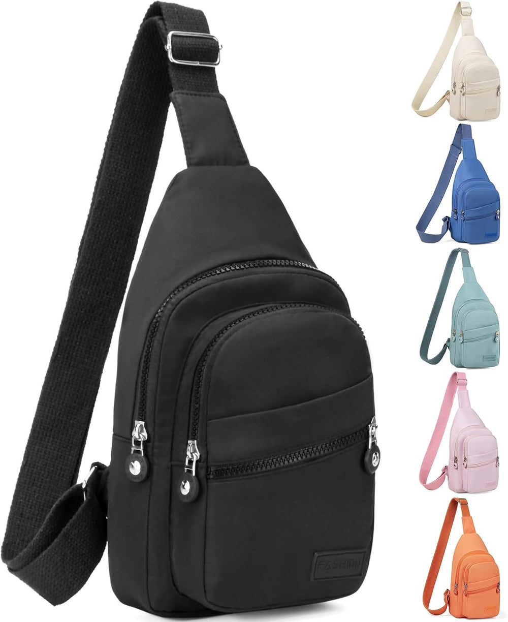 Banelu Small Sling Backpack Crossbody Bags for Women Men, Small Sling Bag Cross Body Bag Fanny Packs Crossbody Purses - Black