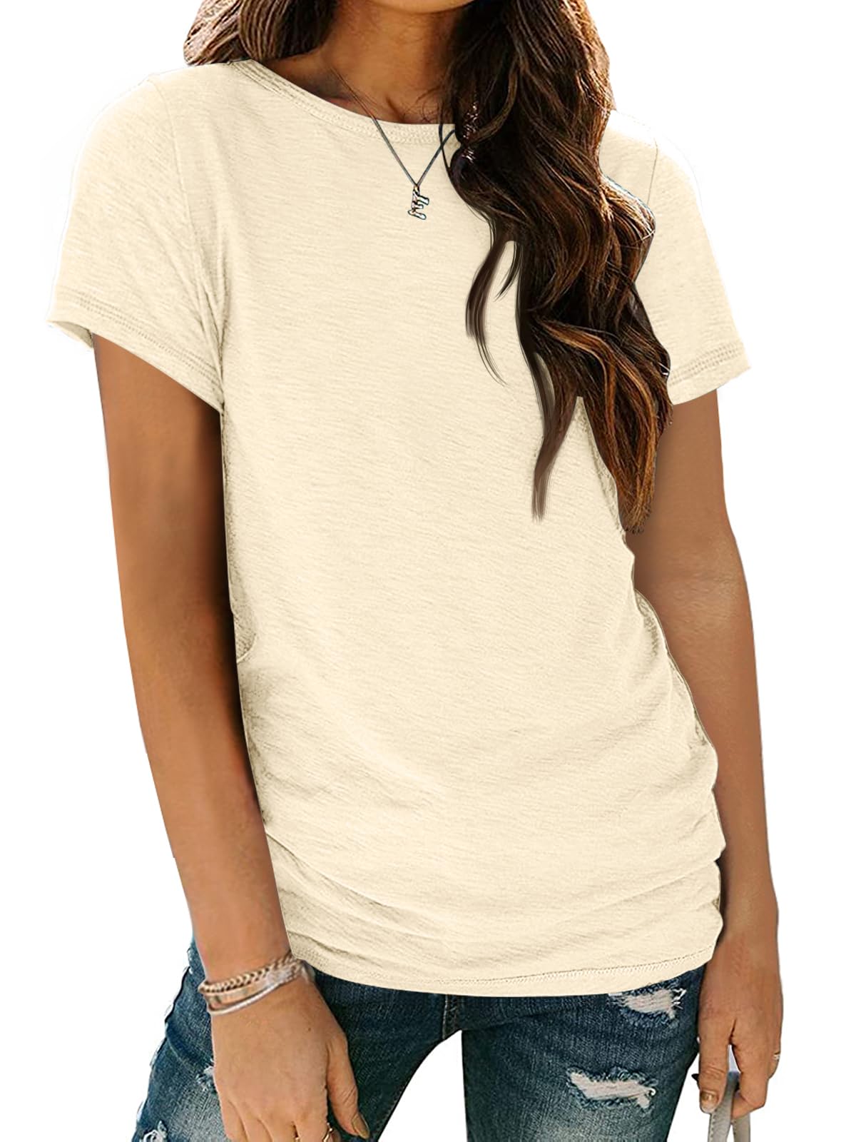 AUTOMET Women's Short Sleeve Shirts Summer Tops Crew Neck Basic Tees Casual Tshirts