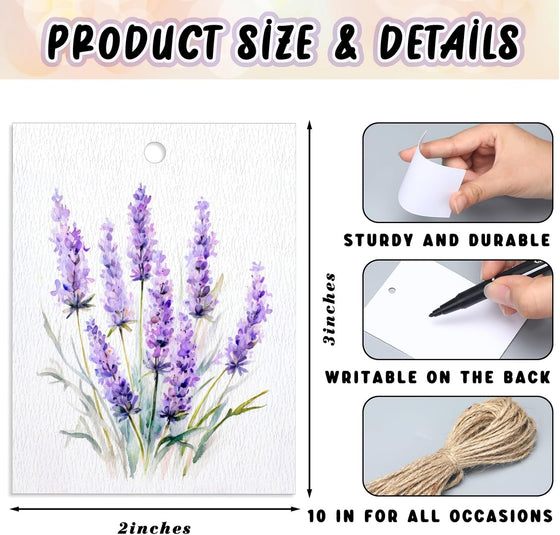 AmazingSpark 50 Set Floral Blank Gift Tags with String, 2x3 in Watercolor Flower Paper Hang Tags for Mother's Day Bridal Baby Shower Birthday Wedding Party Favors Supplies(Boho,Artsy Style) - hover image