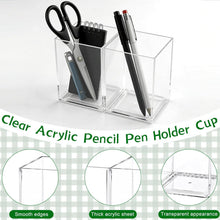 AZUREAL 4 Pack Clear Acrylic Pen Holder Cup, Clear Makeup Brush Holder, Thickened Acrylic Desktop Stationery Organizer for Office, School, and Home Storage