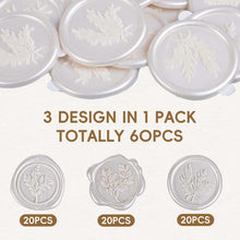 60 Pcs Wax Seal Stickers Set (3 Designs in 1 Pack) - Adhesive Backed Elegant Floral Designs for Wedding Invitation Envelope Seal Stickers Gift Wrapping (Pearl White)