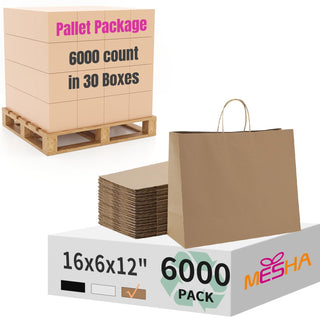 MESHA Brown Paper Bags 8x4.25x10.5 Inch 20Pcs, Paper Bags with Handles, Sturdy Brown Gift Bags for Retail, Birthday Party Favors, Shopping, Small Business (Made in USA)