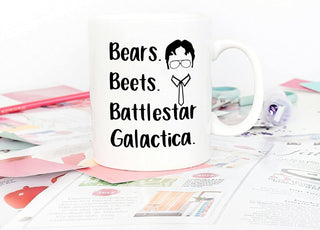 5Aup The Office TV Show Funny Coffee Mug for Dwight Schrute Fans, Bears Beets Battlestar Galactica Office Cup, 11 Oz