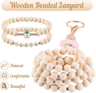 BESARME Teacher Appreciation Gifts, Teacher Gifts Teachers Bracelet with Wooden Beaded Teacher Lanyard Thank You Cards for Women