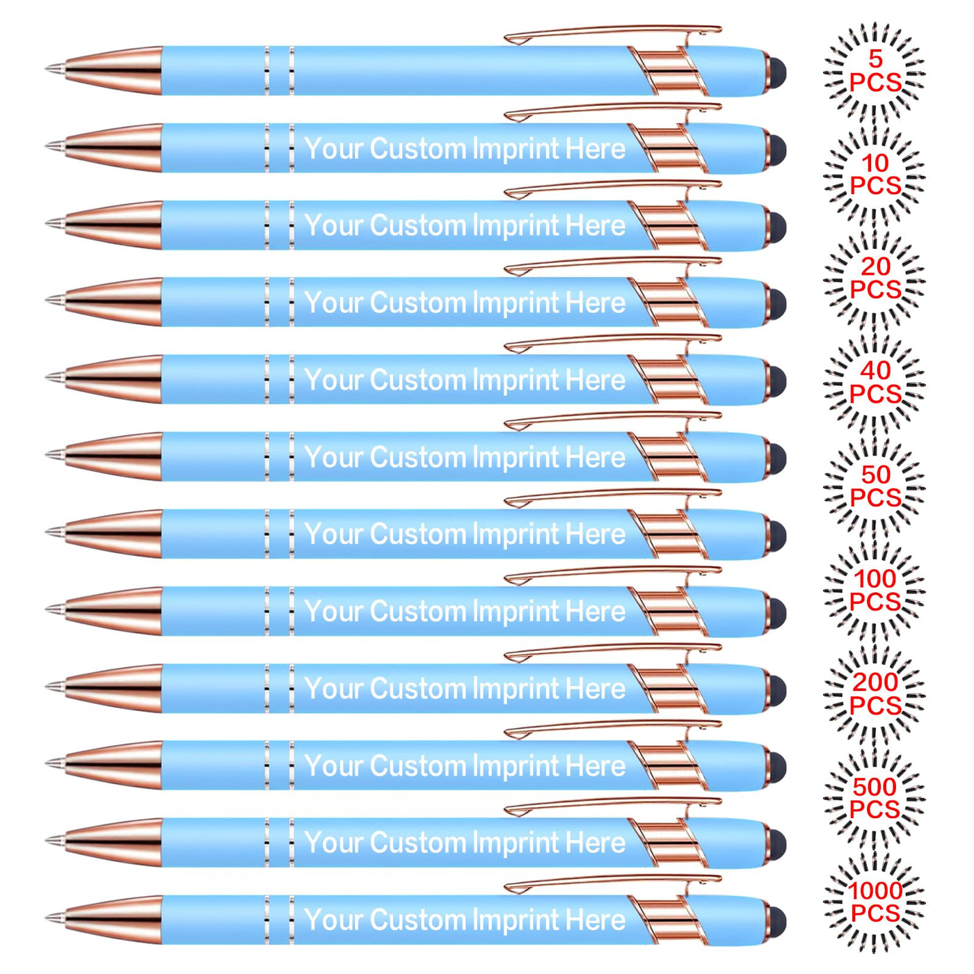 Bulk Custom Pens Personalized, Customized Pens with Name/Logo Printing Perfect for Business, Birthday, Wedding, Graduation Gifts & Party Events 5 to 2000 Pieces Pack Ballpoint Pens