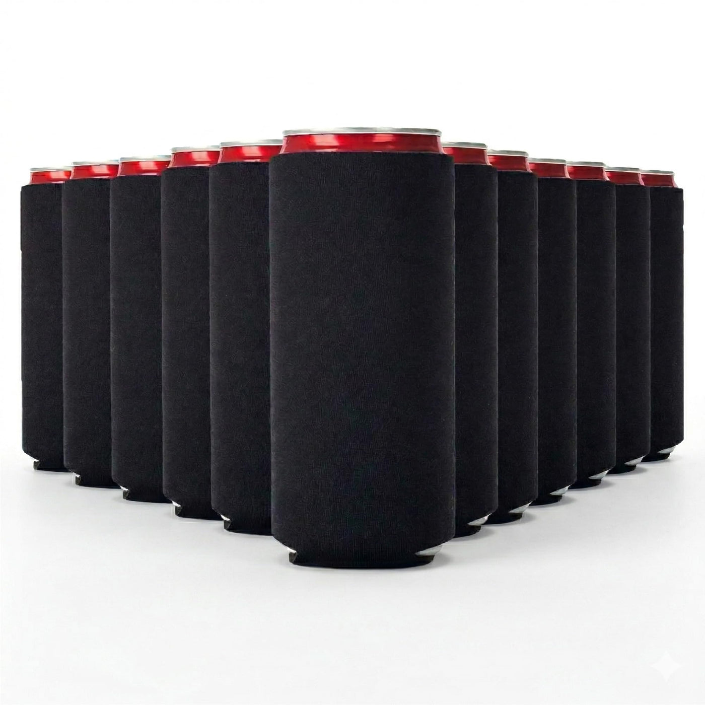 Slim Can Cooler Sleeves 12 Pack– Blank Foldable Neoprene 12oz Can Insulators – Skinny Beverage Coolers for Beer & Soda – Sublimation-Ready (Assorted)