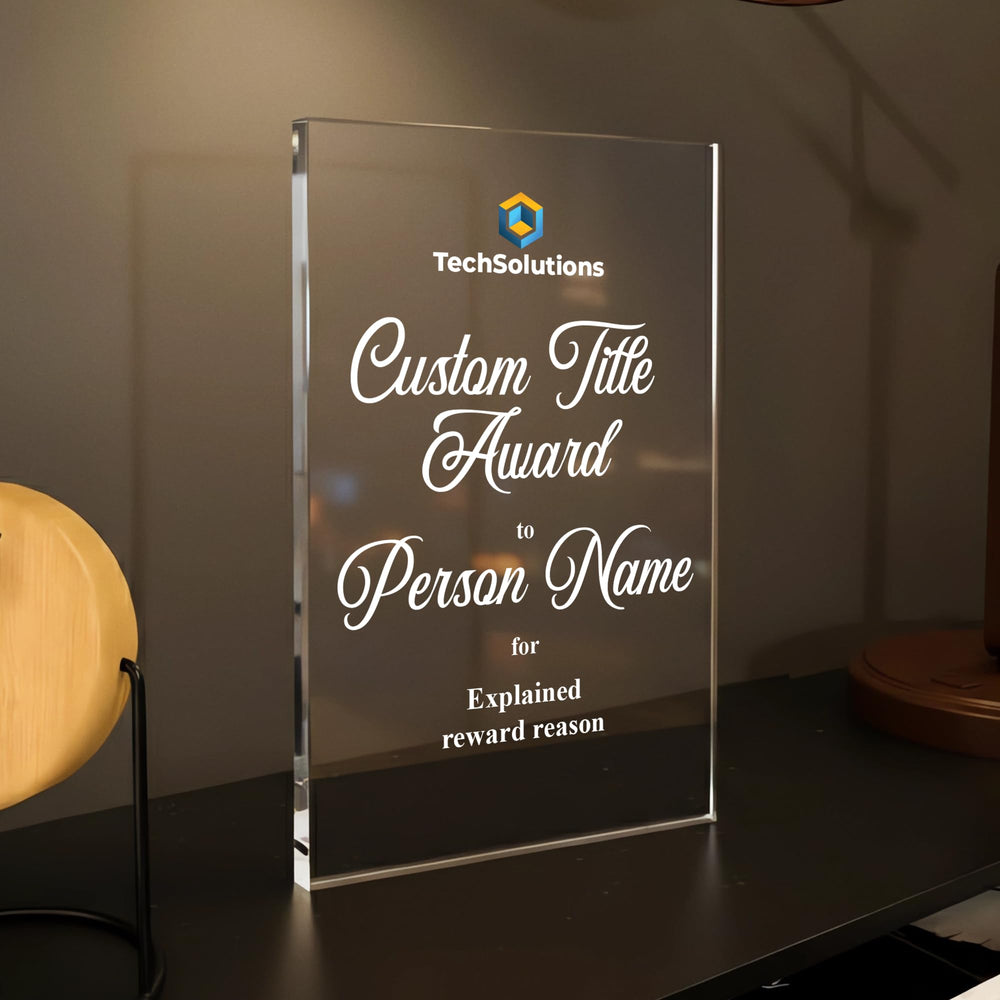 EGD Personalized Acrylic Trophy Award for Activities I Custom Trophy Plaque I Customizable Awards and Trophies I Customize Your Employee Appreciation Gifts (Award No Logo)