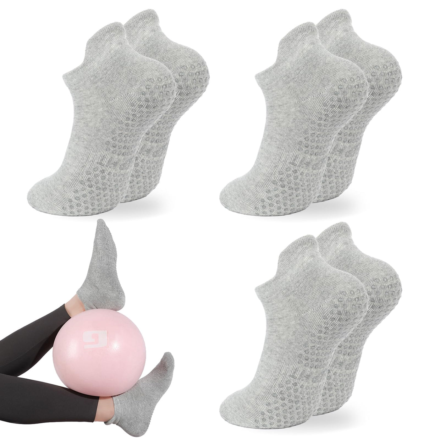 loudashuaiqi Grip Pilates Socks Non Slip Athletic Yoga Socks with Grips for Women Grippy socks for Hospital Workout Barre