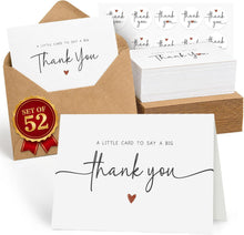 UnimaxPrint 52 Thank You Cards with Envelopes & Stickers (4 Designs), Minimalist 3x5” Thank You Notes for Teacher Appreciation, Weddings, Baby Showers & Small Business