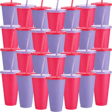 Honeydak 15 Pack Tumbler with Straw and Lid Bulk Cups for Gifts Water Bottle Iced Coffee Travel Mug Cup Reusable Plastic Tumblers for Party Birthdays 24-27 oz (Solid Color)