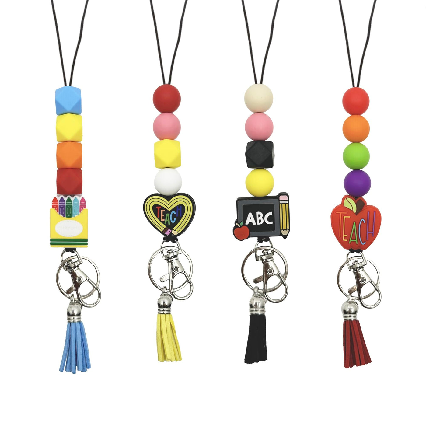 Teacher Lanyard Silicone Beaded Badge Breakaway Lanyard Cute Teacher Gift ID Holder for Women