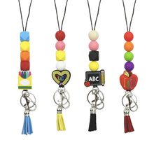 Teacher Lanyard Silicone Beaded Badge Breakaway Lanyard Cute Teacher Gift ID Holder for Women