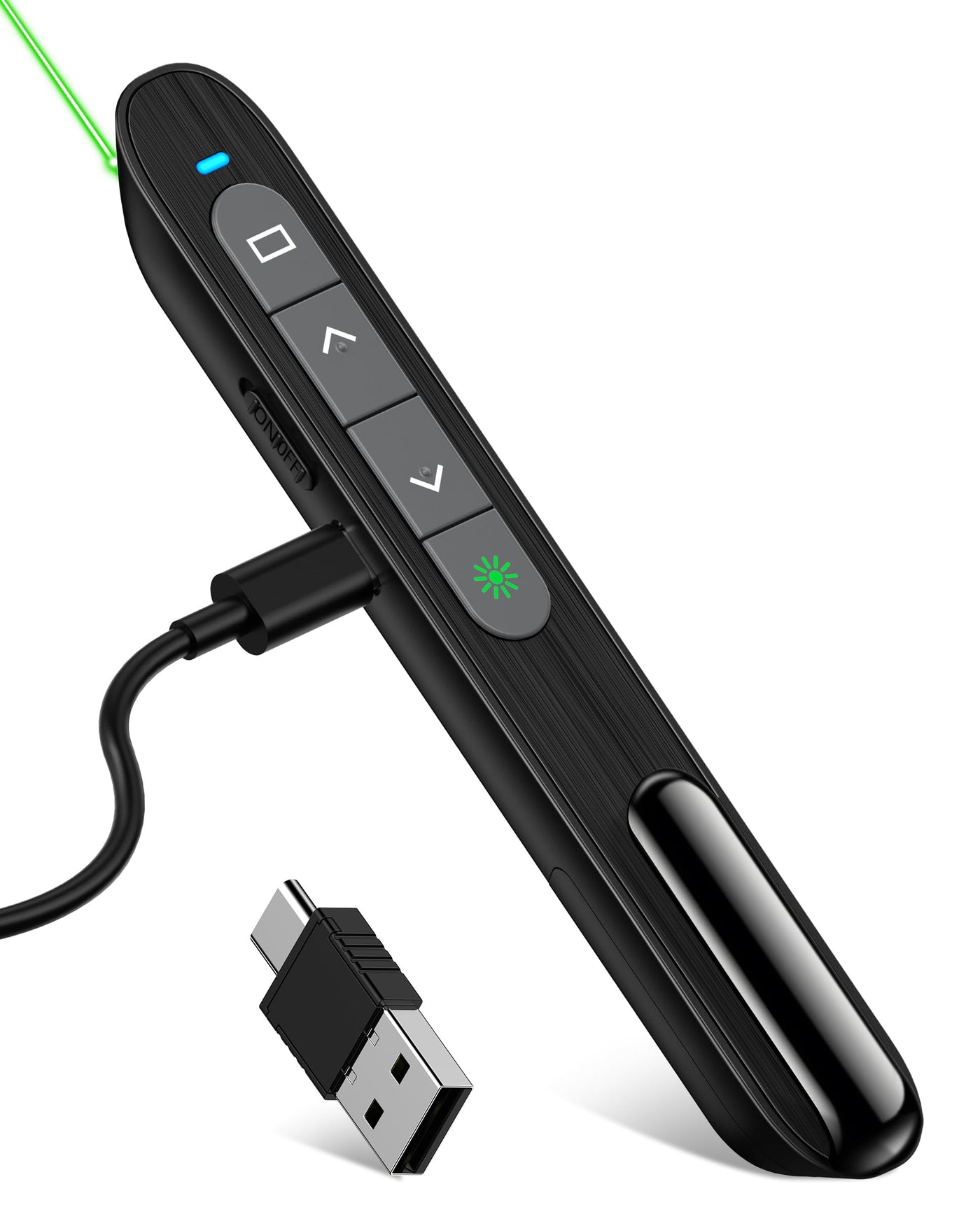 Wireless Presenter, Hyperlink Volume Control Presentation Clicker RF 2.4GHz USB PowerPoint Clicker Presentation Remote Control Pointer Slide Advancer (Black)