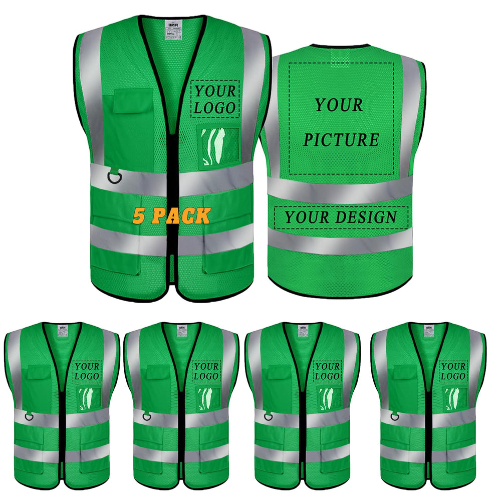 BeautyWill Custom Safety Vest Logo Class 2 High Visibility Reflevtive Vest Outdoor Protective Workwear