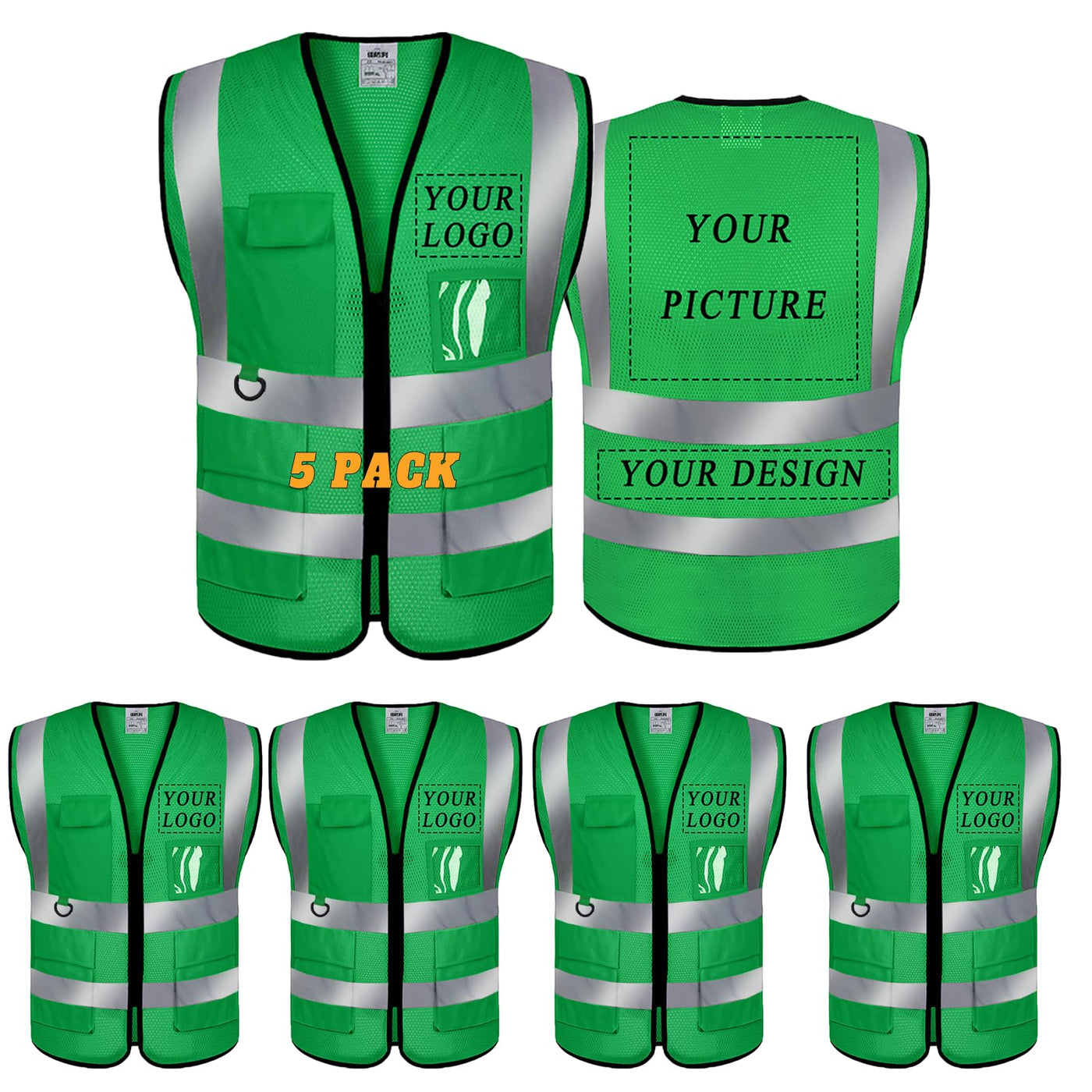 BeautyWill Custom Safety Vest Logo Class 2 High Visibility Reflevtive Vest Outdoor Protective Workwear