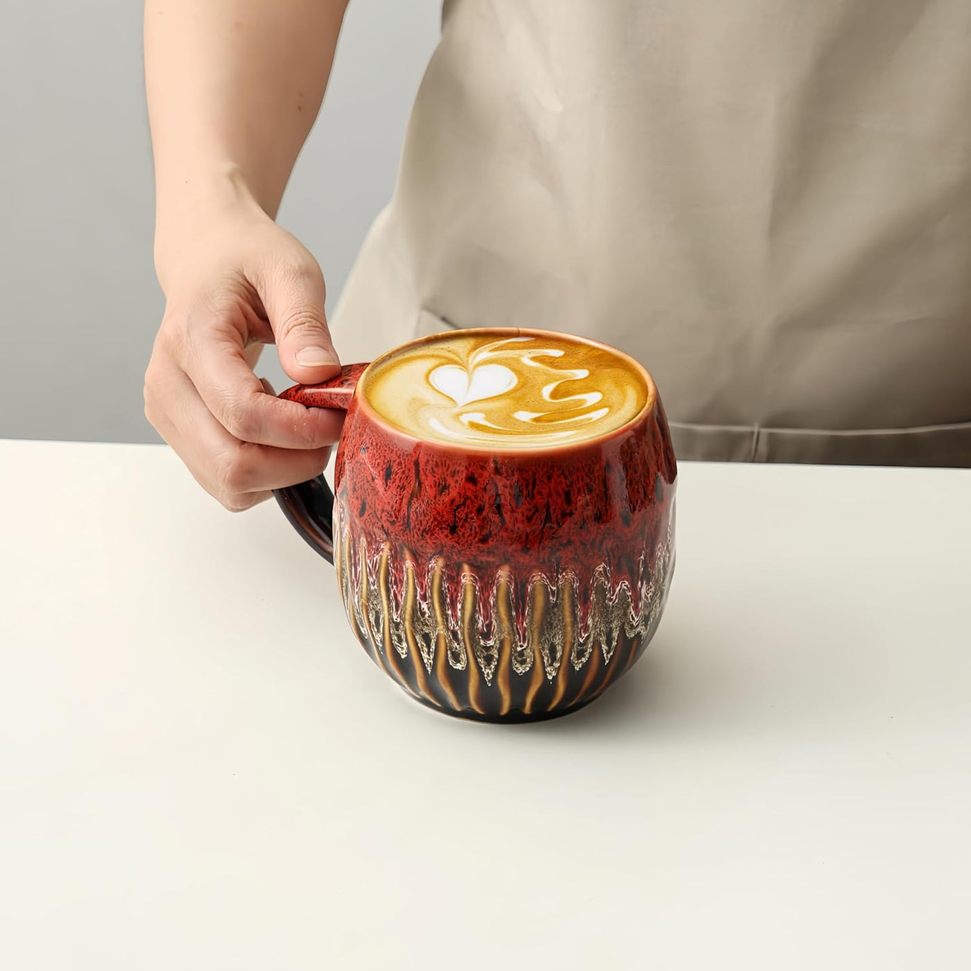 Large Ceramic Coffee Mug - 20oz Big Tea Cup, Red | Large Tea Mug, Microwave Safe, Dishwasher Safe