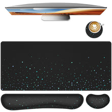 Keyboard Mouse Pad Set,Large Gaming Mouse Pad+Keyboard Wrist Rest+Wrist Rest+Coaster,Computer Desk pad Set Wrist Support for Office Desktop Laptop. (35.4" x 15.7") Extended Desk Mat (Floral)