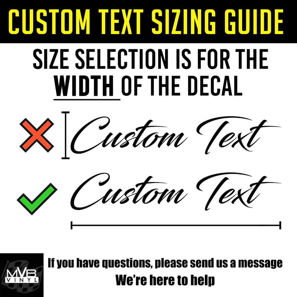 Custom Personalized Text Lettering Vinyl Decal Label Window Sign Sticker | Script Italics Handwritten Cursive