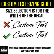 Custom Personalized Text Lettering Vinyl Decal Label Window Sign Sticker | Script Italics Handwritten Cursive