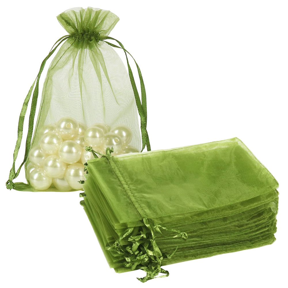HRX Package 100pcs White Organza Bags, 4x6 inch Mesh Bags Drawstring Gift Bags Jewelry Pouches for Candy Wedding Favors Christmas