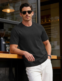EKLENTSON Men's Cotton Crewneck T-Shirts Short Sleeve Plain Tee Moisture Wicking Casual Tshirts Solid Color