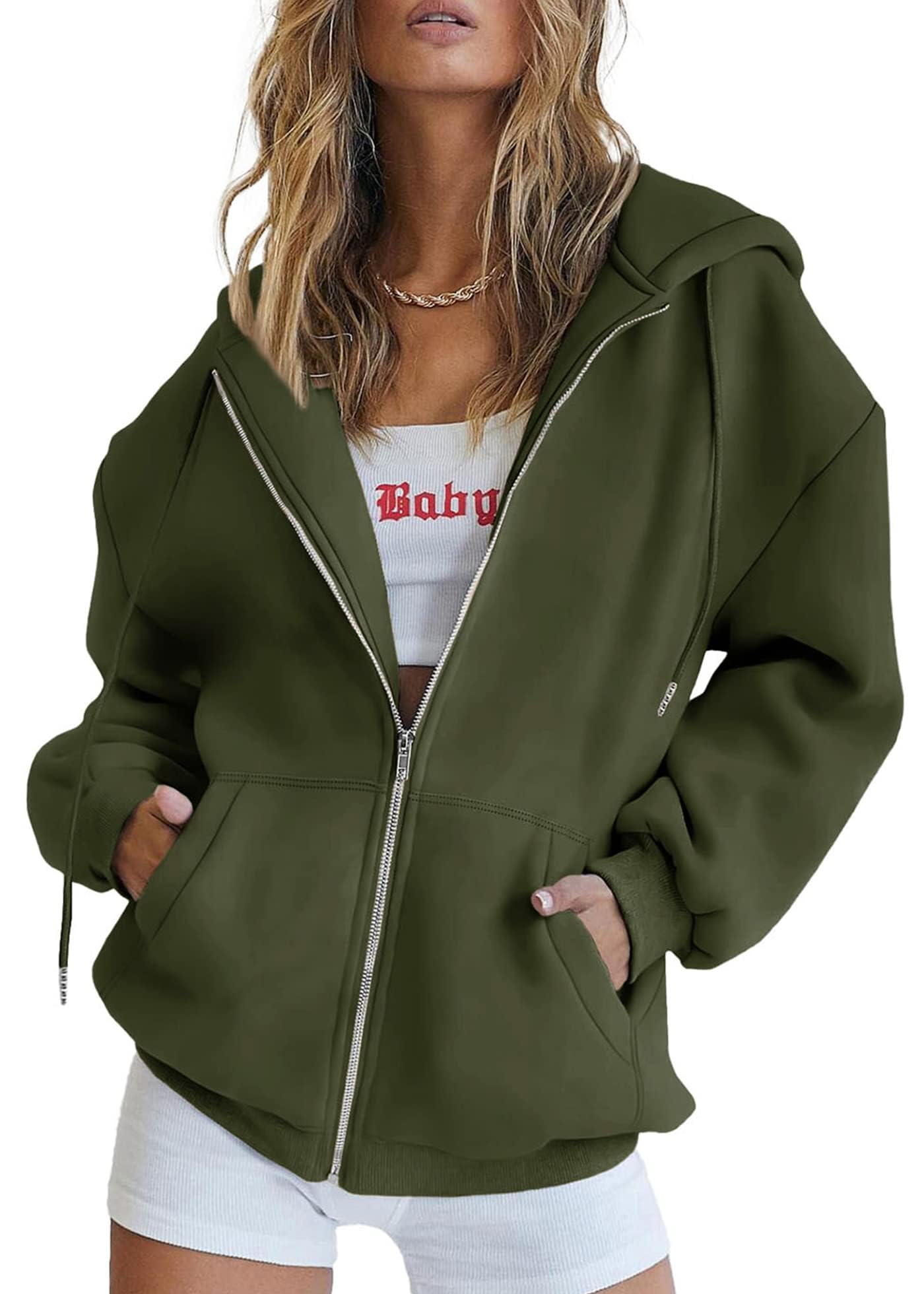 PRETTYGARDEN Women's 2026 Spring Zip Up Y2K Hoodies Casual Long Sleeve Sweatshirts Fall Winter Track Jackets with Pockets