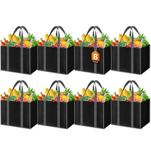 WISELIFE Reusable Grocery Bags with Handles - 3 Pack, 35L Large Shopping Bags for Groceries, Water-Resistant & Foldable Grocery Totes for Lasting Use for Kitchen, Market, Car Trunk, Picnic (Gray)