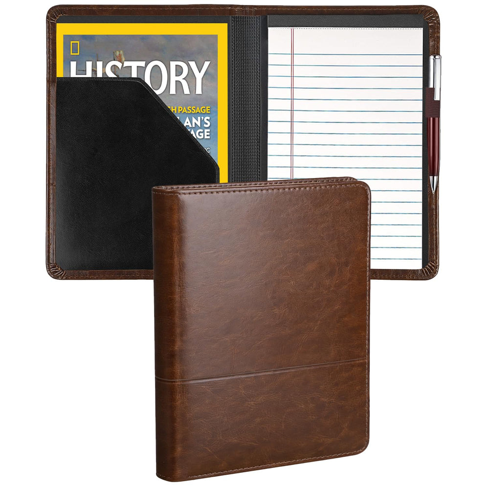 Padfolio/Portfolio Binder, Mini Padfolio Portfolio Binder 5 x 8 Legal Writing Pad, A5 Document Organizer Folder for Men Women,Silver