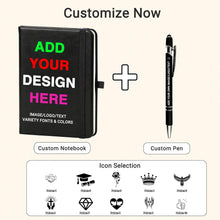KMH Personalized Notebook and Pen Set, A5 200 Pages Lined Journal Bulk Custom Notebook with Photo Text LOGO for Work, School & Note Taking