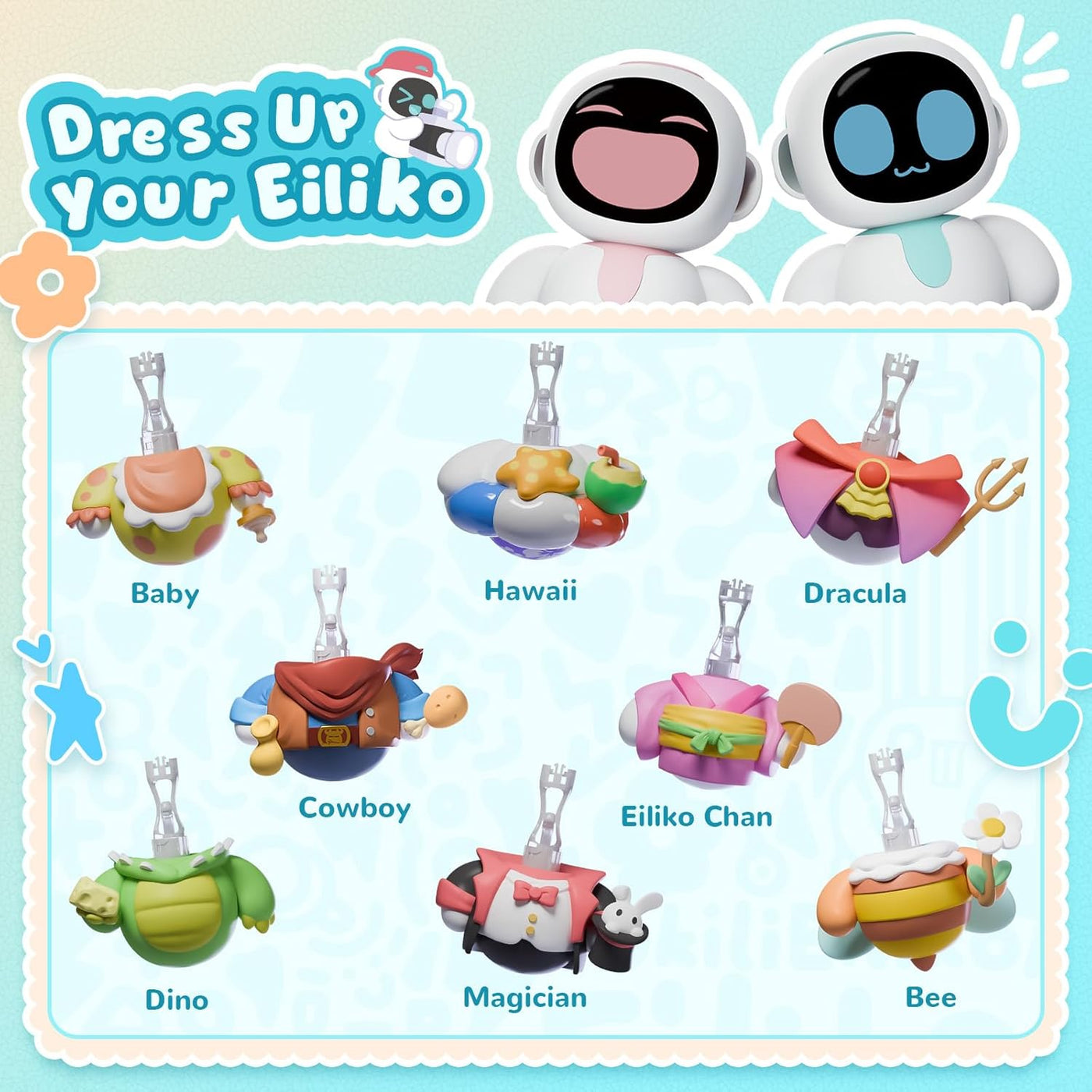 ENERGIZE LAB Eiliko Aquamarine - Your Tiny AI Charm Robot that Matches Every Daily Outfit, Fun Electronic Pendant Toys, for Couples and Best Friends.