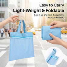 Mesh Zipper Pouch with Handle - 11 x 13.7 Inch Reusable Double Pocket Zipper Pouch, Foldable Nylon File Bag, Large Capacity Lightweight Document Storage for Puzzles Books Office Travel Shopping, Blue